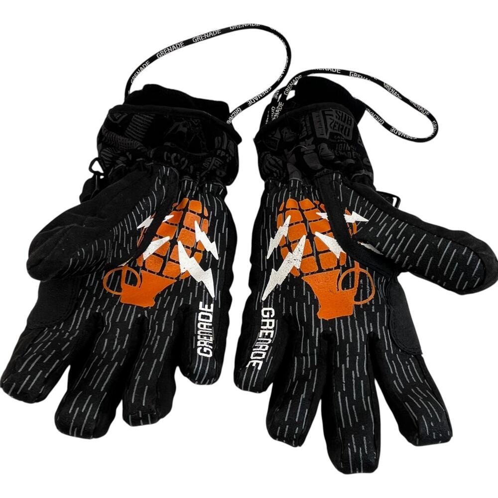 Grenade Ski Snowboard Gloves Black Orange Winter Insulated Medium - Picture 8 of 8